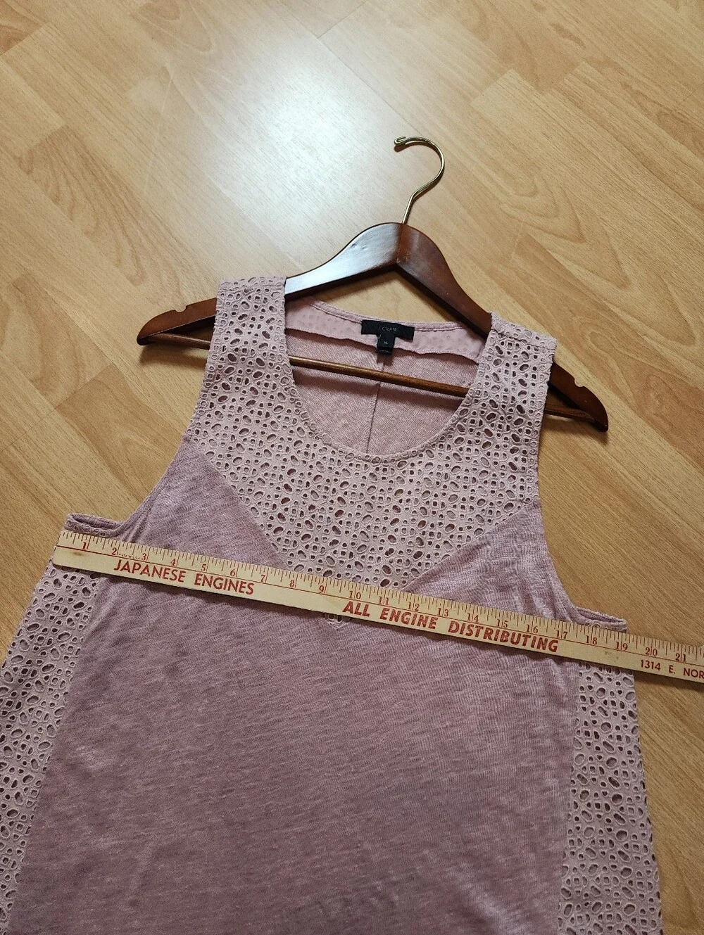 J. Crew Stretch Linen Tank Top Sleeveless Top Eyelet Lace Blush Pink XL (Flaw)
